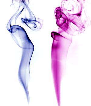 abstract colored smoke in a white background