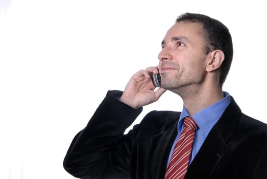 young business man on the phone, isolated