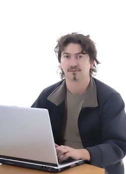 young casual man working with personal computer