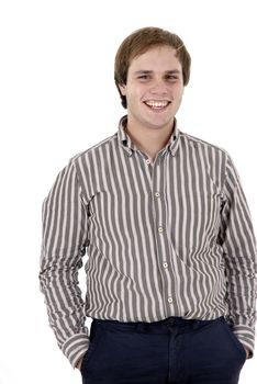 happy young man portrait in a white background