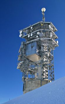 Communication tower on top of mount Titlis, in Switzerland