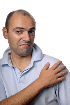 young casual man portrait in white background