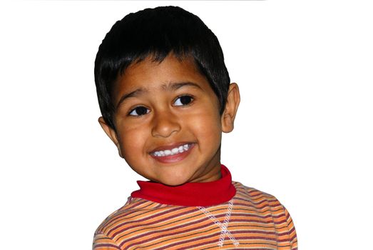 Happy Indian kid isolated on white back ground