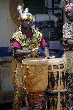 African drummers performing on the streets