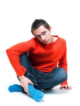 Teenager posing on a white background