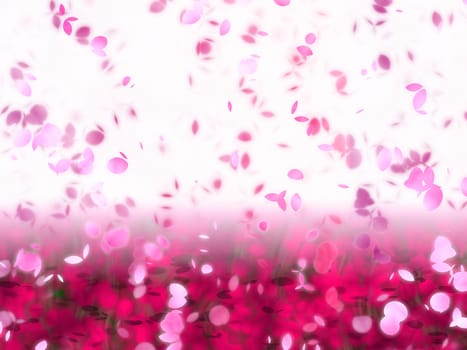 Background with flowers and petals falling down