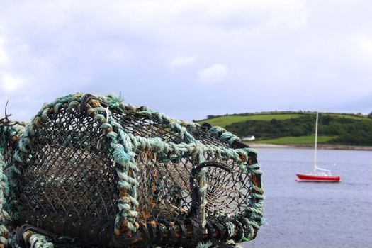 a lobster pot in an irish port