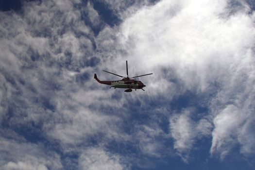 a sea rescue helicopter on its way