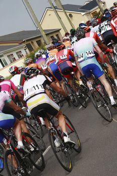 a cycle race climbing a big hill