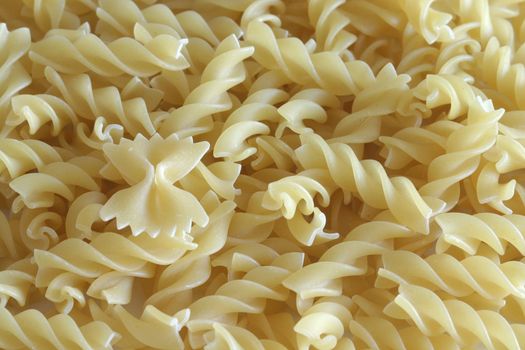 Raw pasta with two shapes