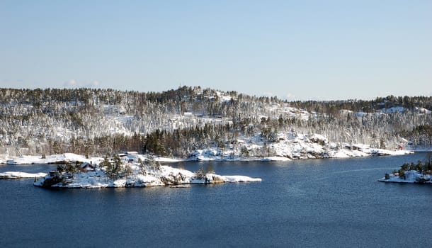 A norwegian fjord in wintertime