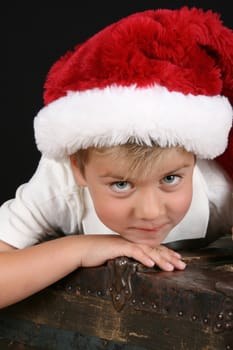 Cute christmas boy with beautiful blue eyes 