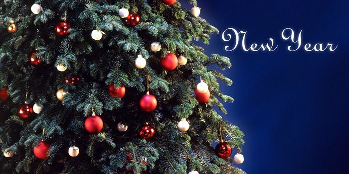 Christmas tree with garland and new year 