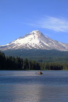 Mt. Hood, Trillium lake & a canoe.