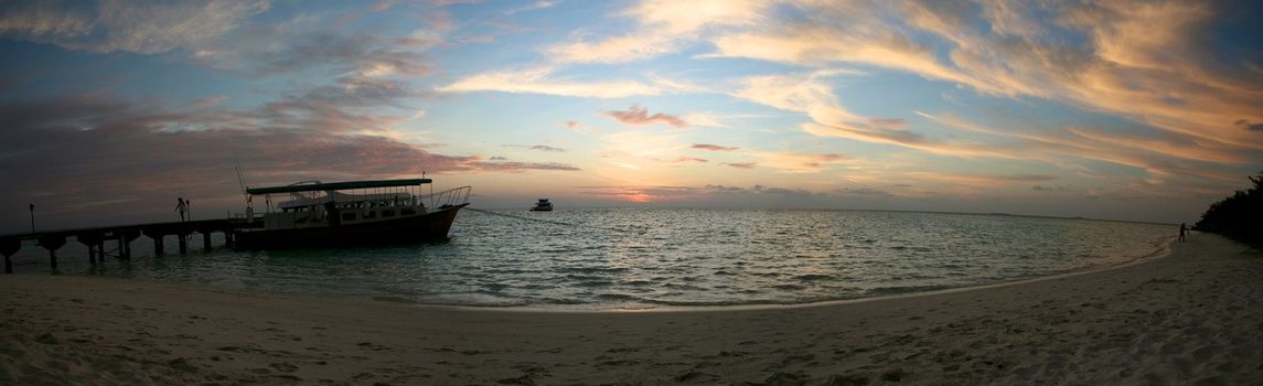 Sunset on the Indian Ocean in the Maldives - Embudu island