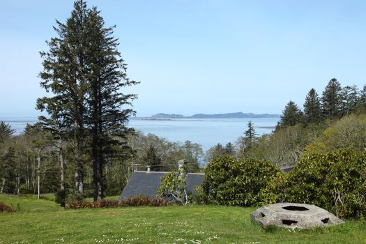 A view of the pacific ocean and Columbia river basin from Fort Columbia in Washington state.