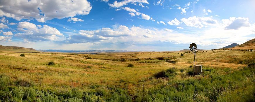 Panorama with windmill on the famous Garden Road in South Africa