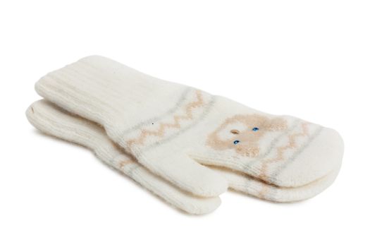 Little baby mittens/gloves isolated on white background