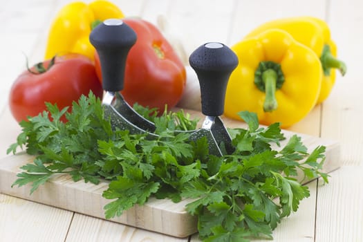 Freshly chopped parsley and vegetables