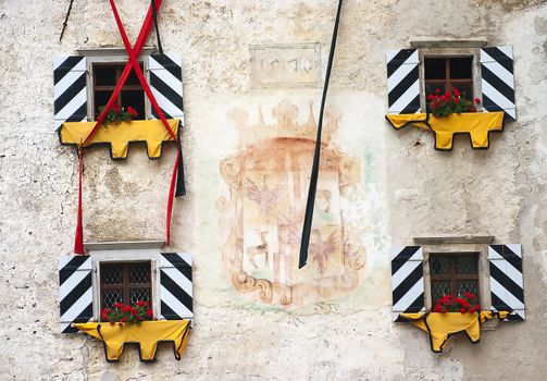 details on the wall of the castle Predjama in Postojna in Slovenia