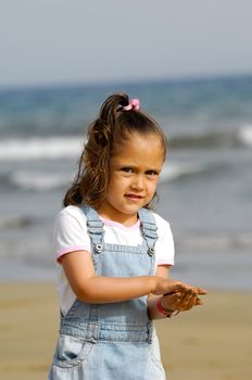 Portrait of child on the beach.