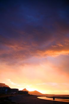 Sunset on the Table Mountain in Cape Town