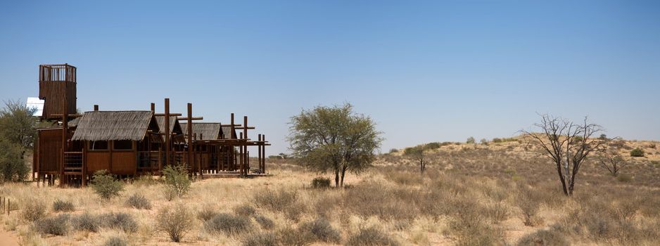 Detail of lodge in kgalagadi Transfrontier Park with the desert all around