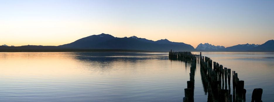 Sunset on the lake of Puerto Natales in Chile - Patagonia