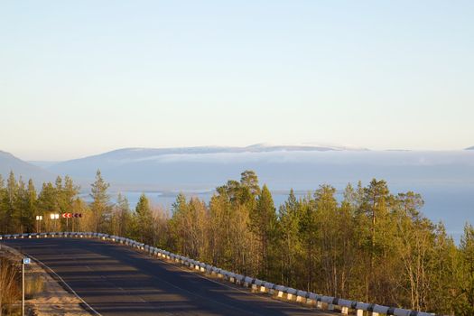 
The mountain road to the sea. northern landscape. North
