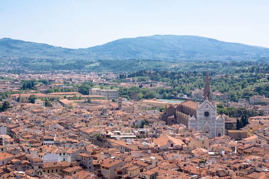 A Florence view with Basilica of the Holy Cross in summer day
