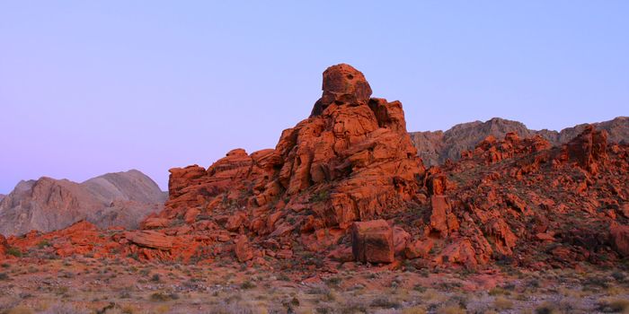 Blazing red rock formations at Valley of Fire State Park in Nevada.