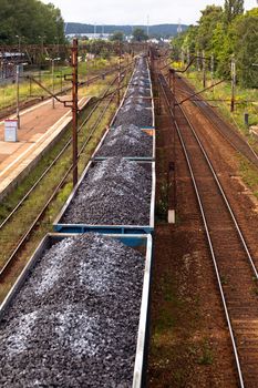 Coal train passing through the station
