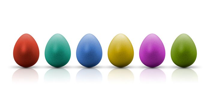 A row of nice colored easter eggs