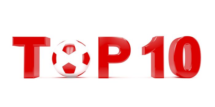 Text TOP 10 with football (soccer) ball instead letter O