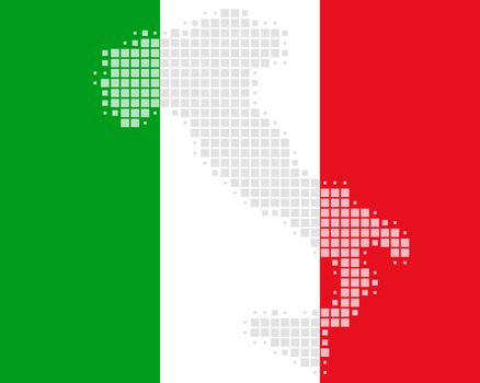 Map and flag of Italy