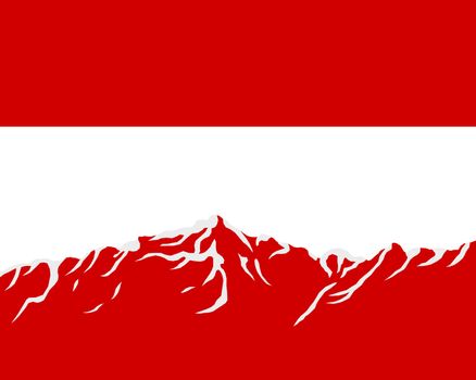 Mountains with flag of Austria