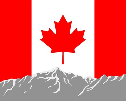 Mountains with flag of Canada