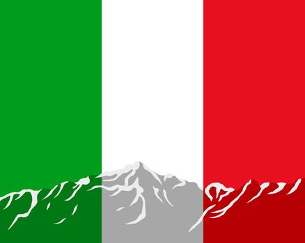 Mountains with flag of Italy