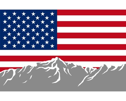 Mountains with flag of USA