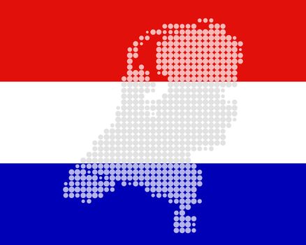 Map and flag of the Netherlands