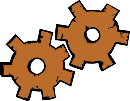 Illustration of a pair of rusty gears