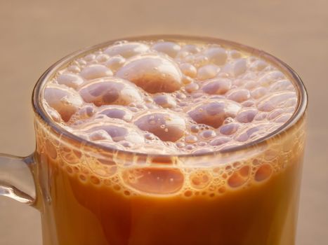 close up of cup of asian pulled milk tea