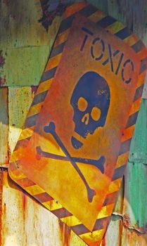 close up of toxic signboard