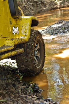 Off road car dirt with mud and water