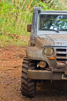 Off road car dirt with mud and water