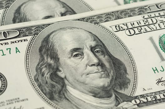 Close up view of pack dollar banknotes