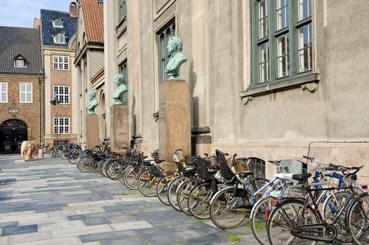 Bicycle near a city building, taken in Copengagen Denmark