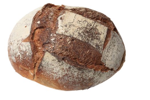 Traditional French bread isolated against a white background.