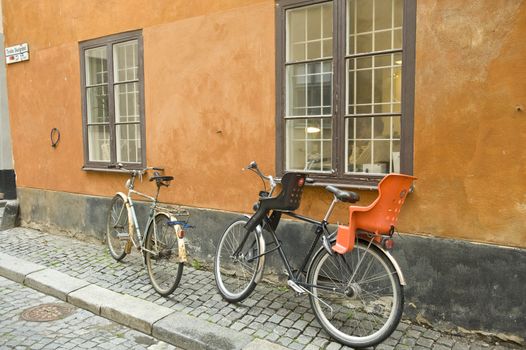 Bicycle on the Gamla Stan is Old city of Stockholm Sweden