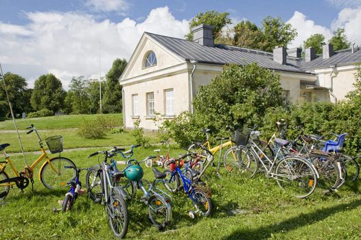 Bicycle on the Sveaborg is Old bastion near Helsinki Finland